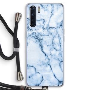 CaseCompany Blauw marmer: Oppo A91 Transparant Hoesje met koord
