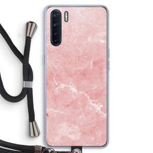 CaseCompany Roze marmer: Oppo A91 Transparant Hoesje met koord