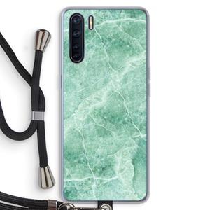 CaseCompany Groen marmer: Oppo A91 Transparant Hoesje met koord