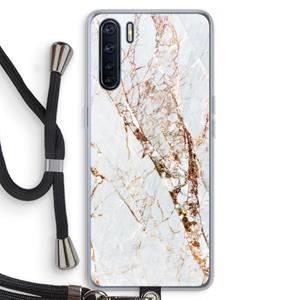 CaseCompany Goud marmer: Oppo A91 Transparant Hoesje met koord