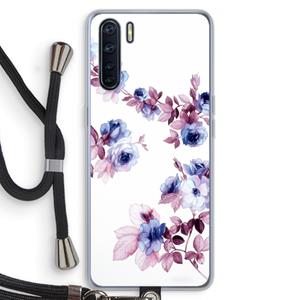 CaseCompany Waterverf bloemen: Oppo A91 Transparant Hoesje met koord