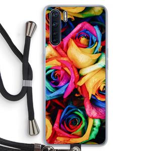 CaseCompany Neon bloemen: Oppo A91 Transparant Hoesje met koord