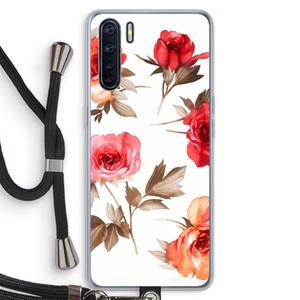 CaseCompany Roosjes: Oppo A91 Transparant Hoesje met koord