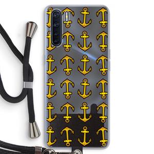 CaseCompany Musketon Anchor: Oppo A91 Transparant Hoesje met koord