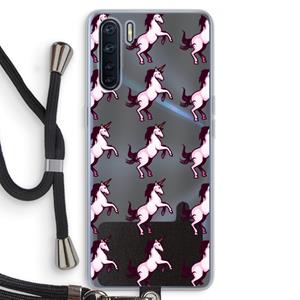 CaseCompany Musketon Unicorn: Oppo A91 Transparant Hoesje met koord