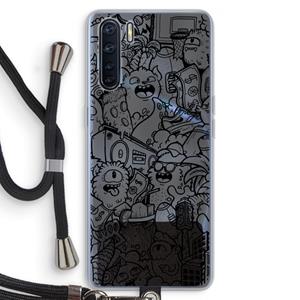 CaseCompany Vexx Black City : Oppo A91 Transparant Hoesje met koord