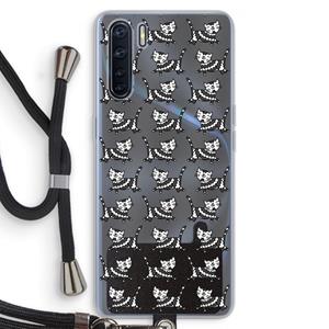 CaseCompany Zwarte poes: Oppo A91 Transparant Hoesje met koord