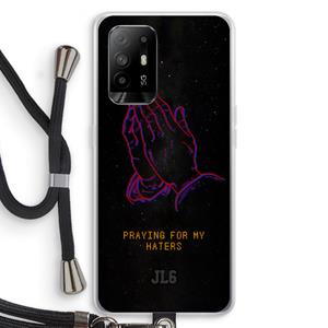 CaseCompany Praying For My Haters: Oppo A95 5G Transparant Hoesje met koord