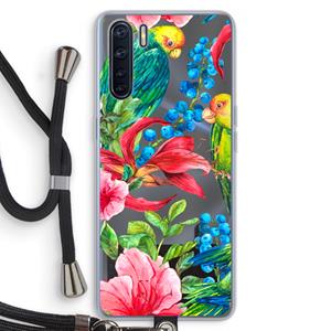 CaseCompany Papegaaien: Oppo A91 Transparant Hoesje met koord