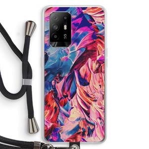 CaseCompany Pink Orchard: Oppo A95 5G Transparant Hoesje met koord