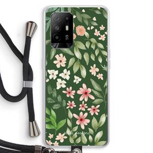 CaseCompany Botanical green sweet flower heaven: Oppo A95 5G Transparant Hoesje met koord