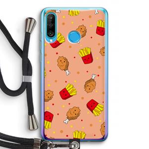 CaseCompany Chicken 'n Fries: Huawei P30 Lite Transparant Hoesje met koord