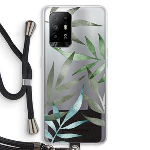 CaseCompany Tropical watercolor leaves: Oppo A95 5G Transparant Hoesje met koord