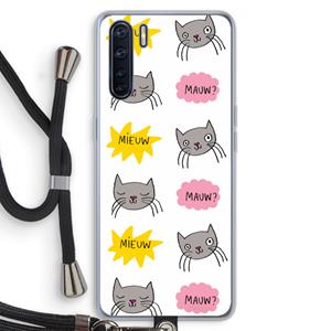 CaseCompany Meow: Oppo A91 Transparant Hoesje met koord