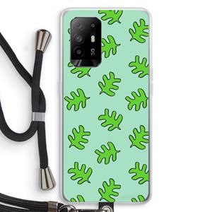 CaseCompany Groene blaadjes: Oppo A95 5G Transparant Hoesje met koord