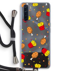 CaseCompany Chicken 'n Fries: Oppo A91 Transparant Hoesje met koord
