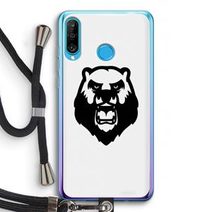 CaseCompany Angry Bear (white): Huawei P30 Lite Transparant Hoesje met koord