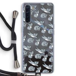 CaseCompany Poezen: Oppo A91 Transparant Hoesje met koord
