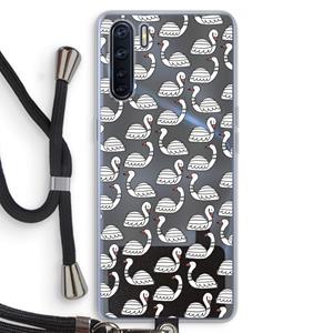 CaseCompany Zwanen: Oppo A91 Transparant Hoesje met koord