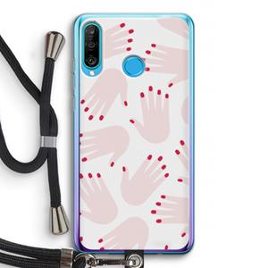 CaseCompany Hands pink: Huawei P30 Lite Transparant Hoesje met koord