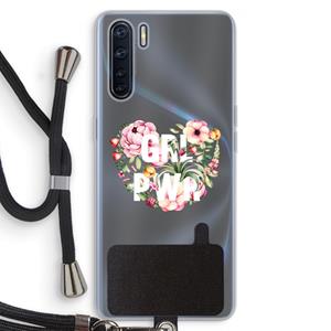 CaseCompany GRL PWR Flower: Oppo A91 Transparant Hoesje met koord