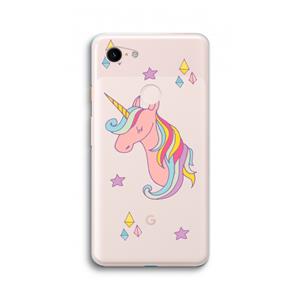 CaseCompany Roze eenhoorn: Google Pixel 3 XL Transparant Hoesje