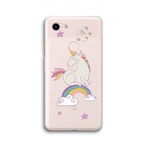 CaseCompany Regenboog eenhoorn: Google Pixel 3 XL Transparant Hoesje