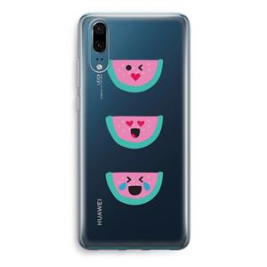 CaseCompany Smiley watermeloen: Huawei P20 Transparant Hoesje