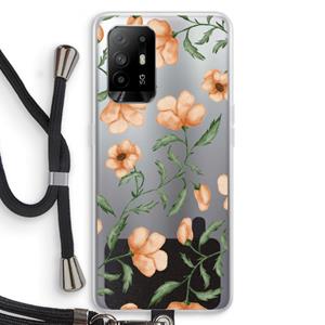CaseCompany Peachy flowers: Oppo A95 5G Transparant Hoesje met koord