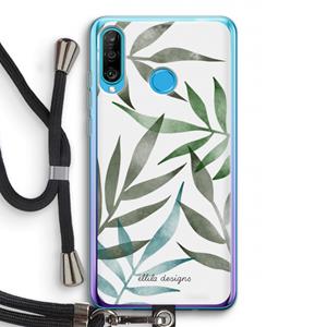 CaseCompany Tropical watercolor leaves: Huawei P30 Lite Transparant Hoesje met koord