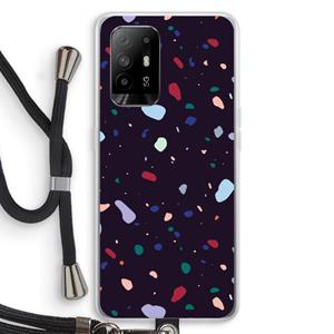 CaseCompany Dark Rounded Terrazzo: Oppo A95 5G Transparant Hoesje met koord