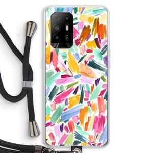 CaseCompany Watercolor Brushstrokes: Oppo A95 5G Transparant Hoesje met koord