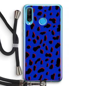 CaseCompany Blue Leopard: Huawei P30 Lite Transparant Hoesje met koord