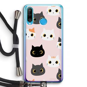 CaseCompany Katten: Huawei P30 Lite Transparant Hoesje met koord
