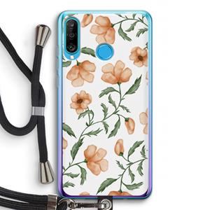 CaseCompany Peachy flowers: Huawei P30 Lite Transparant Hoesje met koord
