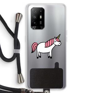 CaseCompany Eenhoorn: Oppo A95 5G Transparant Hoesje met koord