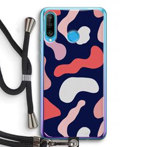 CaseCompany Memphis Shapes Pink: Huawei P30 Lite Transparant Hoesje met koord