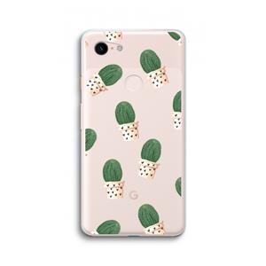 CaseCompany Cactusprint roze: Google Pixel 3 XL Transparant Hoesje