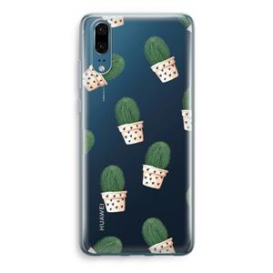 CaseCompany Cactusprint roze: Huawei P20 Transparant Hoesje
