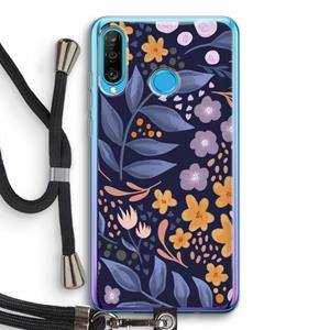 CaseCompany Flowers with blue leaves: Huawei P30 Lite Transparant Hoesje met koord