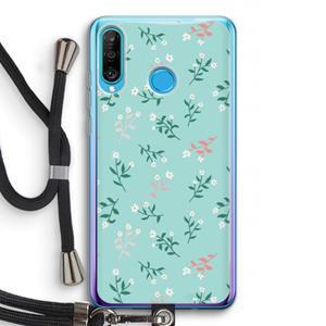 CaseCompany Small white flowers: Huawei P30 Lite Transparant Hoesje met koord