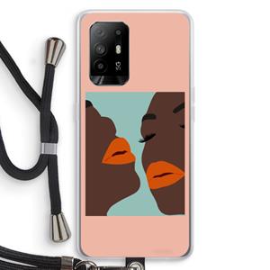 CaseCompany Orange lips: Oppo A95 5G Transparant Hoesje met koord