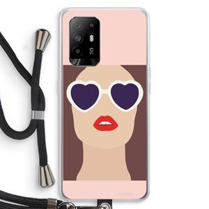 CaseCompany Red lips: Oppo A95 5G Transparant Hoesje met koord