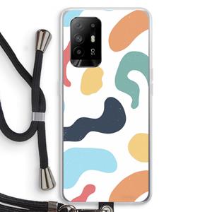CaseCompany Memphis Shapes Blue: Oppo A95 5G Transparant Hoesje met koord