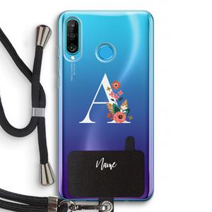 CaseCompany Pink Bouquet: Huawei P30 Lite Transparant Hoesje met koord