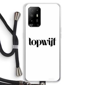 CaseCompany Topwijf Wit: Oppo A95 5G Transparant Hoesje met koord