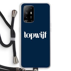 CaseCompany Topwijf Navy: Oppo A95 5G Transparant Hoesje met koord