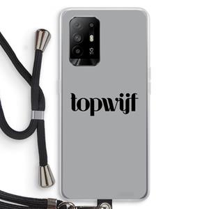 CaseCompany Topwijf Grijs Zwart: Oppo A95 5G Transparant Hoesje met koord