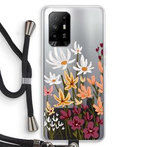 CaseCompany Painted wildflowers: Oppo A95 5G Transparant Hoesje met koord