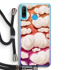CaseCompany Katoen Wolken: Huawei P30 Lite Transparant Hoesje met koord